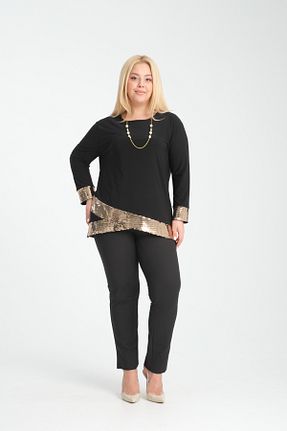 بلوز سایز بزرگ طلائی زنانه سایز بزرگ MODA - کد 869017904