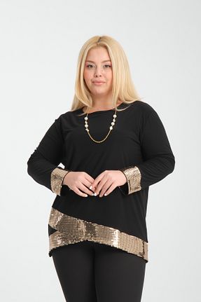 بلوز سایز بزرگ طلائی زنانه سایز بزرگ MODA - کد 869017904
