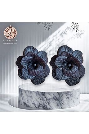 گوشواره جواهر مشکی میخ Lu Atelier - کد 874955921
