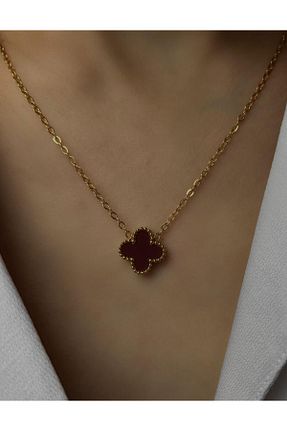 گردنبند استیل ( فولاد ) زرشکی زنانه استیل (فولاد) Kare Aksesuar - کد 874967884