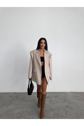 کت بژ زنانه اورسایز CLB COLLECTION - کد 874980899