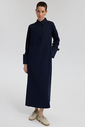 لباس حجاب سرمه ای زنانه اورسایز Touche Prive - کد 839771723