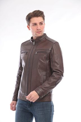 کاپشن قهوه ای مردانه اسلیم فیت Fatih Deri - کد 838162565