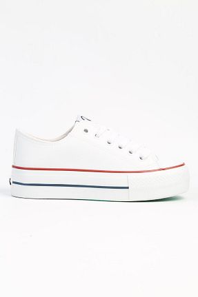 کفش اسنیکر سفید زنانه بند دار Benetton - کد 875883453