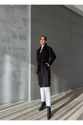 پالتو پشمی مشکی زنانه Relaxed Ekim Store - کد 875182621