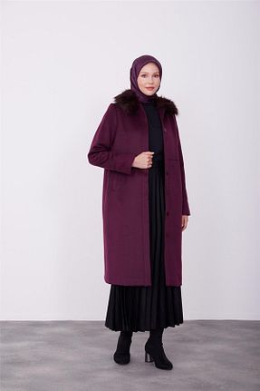 پالتو پشمی حجاب بنفش زنانه Relaxed Armine - کد 762927790