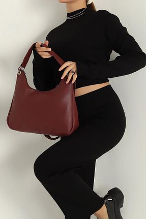کیف دوشی زرشکی زنانه چرم مصنوعی MILANOFOX - کد 870258767