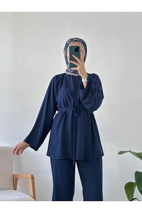 ست بالاتنه و پائین تنه سرمه ای زنانه مخلوط پلی استر CHUL - کد 873218191