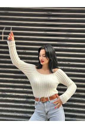 بلوز سفید زنانه ساده İKRAFASHİON - کد 884177477