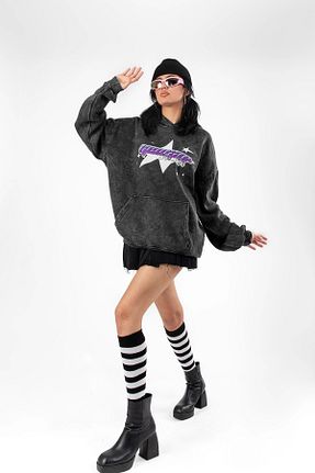 سوئیشرت طوسی زنانه پشت چاپی Bak Moda - کد 766936216