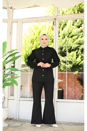 ست بالاتنه و پائین تنه مشکی زنانه بافتنی Asra - کد 873239346