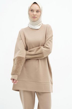 ست بالاتنه و پائین تنه حجاب بژ زنانه رگولار Tuğba - کد 873269889