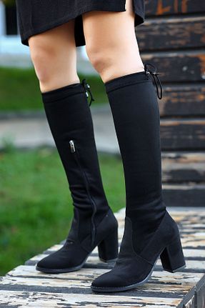 چکمه مشکی زنانه جیر LEYDİ SHOES - کد 873295802