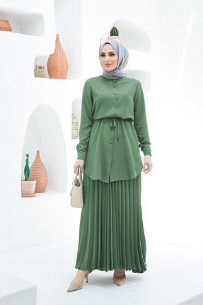 ست بالاتنه و پائین تنه حجاب سبز زنانه اورسایز Neways - کد 873351288