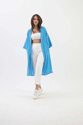 کیمونو و کافتان آبی زنانه چاپی GIDY - کد 873363458
