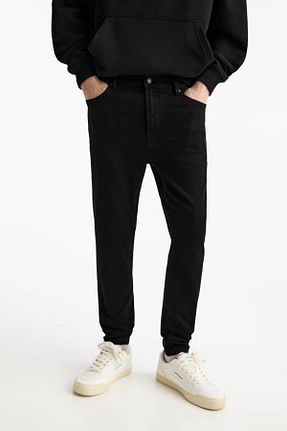 شلوار جین مشکی مردانه پاچه لوله تفنگی Pull & Bear - کد 874206024