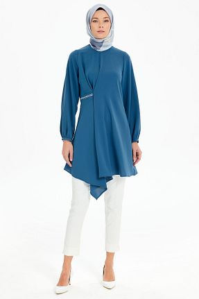 تونیک حجاب آبی زنانه بافتنی Tuğba - کد 873392490