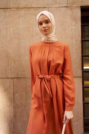 ست بالاتنه و پائین تنه حجاب نارنجی زنانه رگولار Tuğba - کد 873394699