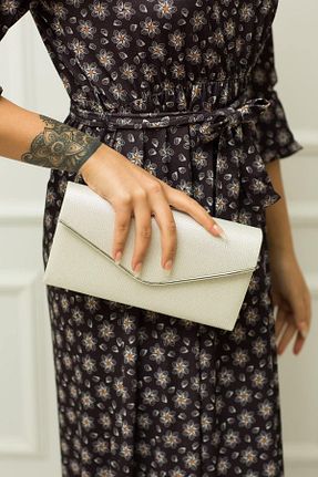 کیف مجلسی طوسی زنانه چرم مصنوعی weem bag - کد 868566622