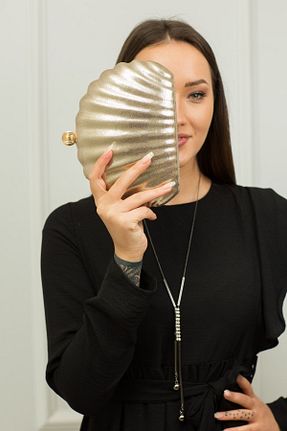 کیف مجلسی طلائی زنانه چرم مصنوعی weem bag - کد 871672803