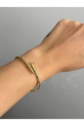دستبند استیل (فولاد) زرد زنانه استیل (فولاد) MioArt - کد 873407990