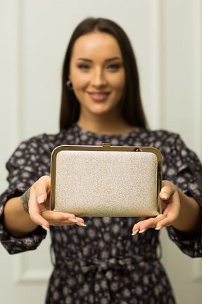 کیف مجلسی طلائی زنانه چرم مصنوعی weem bag - کد 871672096
