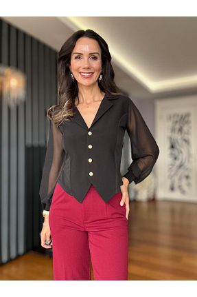 بلوز مشکی زنانه ساده Atelier Derin - کد 795714704