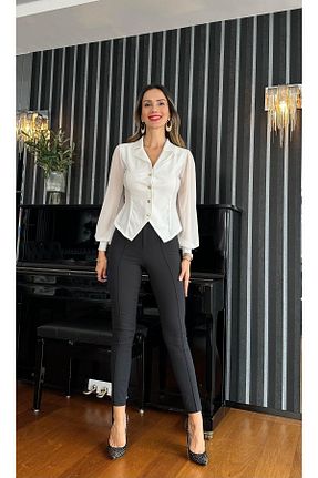 بلوز سفید زنانه ساده Atelier Derin - کد 823888457