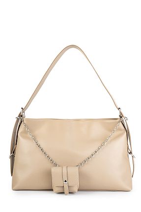 کیف دوشی بژ زنانه چرم مصنوعی minebag - کد 865010409