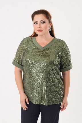 بلوز سبز زنانه ساده LİLAS XXL - کد 873639482