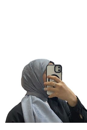 روسری طوسی کرپ ساتن ابریشم şehri şal - کد 873683004