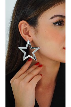 گوشواره جواهر زرد برنجی TRENDTAKI - کد 873615620