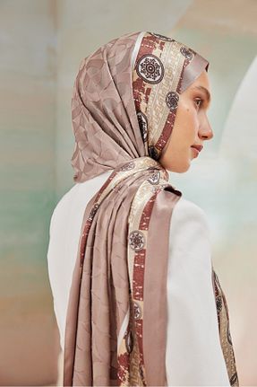 شال قهوه ای زنانه پلی ساتن Cardion - کد 873697101