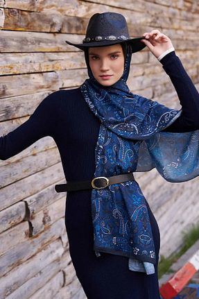 شال سرمه ای زنانه پلی استر Madame Polo - کد 873691646