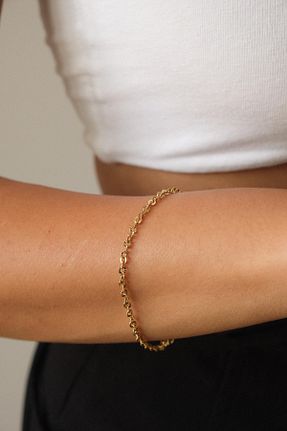 دستبند استیل (فولاد) طلائی زنانه استیل ضد زنگ ByFlorya Jewelry - کد 873704493