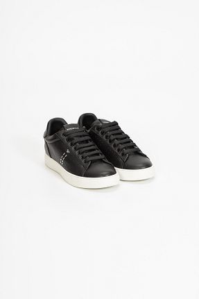 کفش اسنیکر مشکی زنانه چرم اصل Emporio Armani - کد 698444194