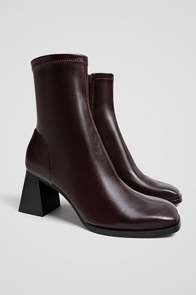 بوت / نیم بوت زرشکی زنانه پلی اورتان Stradivarius - کد 873734224