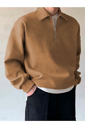 سوئیشرت قهوه ای مردانه ساده MAXIMILLIAN - کد 868592598
