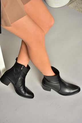 بوت / نیم بوت مشکی زنانه چرم خالص Fox Shoes - کد 873745496