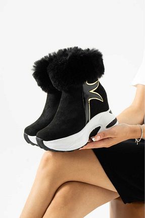 بوت / نیم بوت مشکی زنانه جیر LEYDİ SHOES - کد 873744495