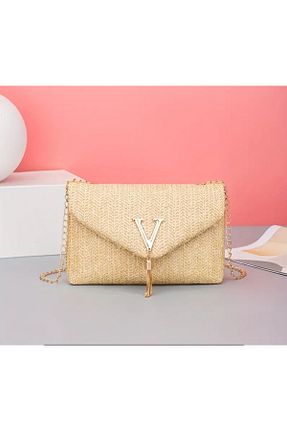 کیف دوشی بژ زنانه حصیر Tote - کد 873745236