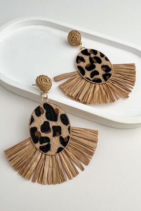 گوشواره جواهر قهوه ای حصیر Modex - کد 873775948
