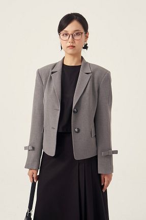 کت بلیزر طوسی زنانه پلی ویسکون Beju be - کد 779058450
