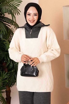 ست بالاتنه و پائین تنه حجاب نباتی زنانه رگولار EBRUTESETTÜR - کد 873763843