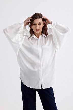 پیراهن سفید زنانه Asimetrik PASTELASTORE - کد 845169151