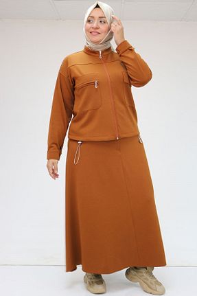 ست بالاتنه و پائین تنه حجاب نارنجی زنانه سایز بزرگ Eslina - کد 873789034