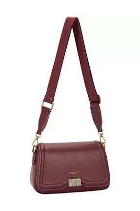 کیف دوشی زرشکی زنانه چرم مصنوعی David Jones - کد 873827634