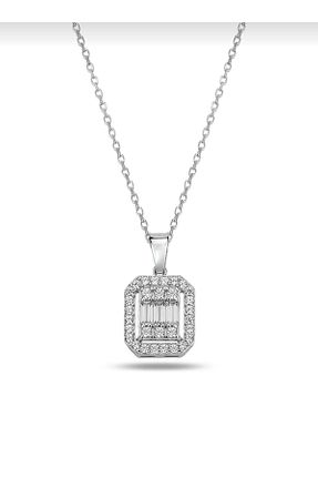 گردنبند طلا سفید زنانه 14 عیار KAR DİAMOND - کد 873891693