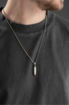 گردنبند نقره طوسی مردانه 925 عیار Vetro Silver - کد 873908049
