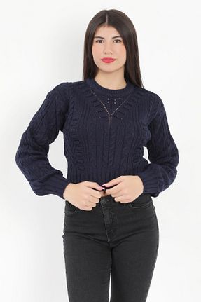 سوئیتر سرمه ای زنانه اکریلیک GİYSA - کد 799317776